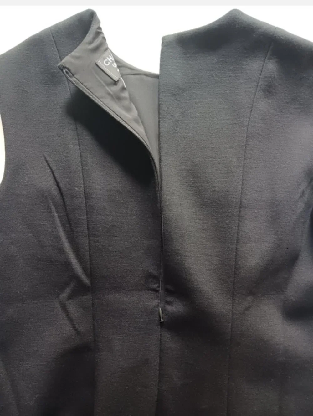 Chanel Uniform Black Laine Wool Blended  Dress Size 42